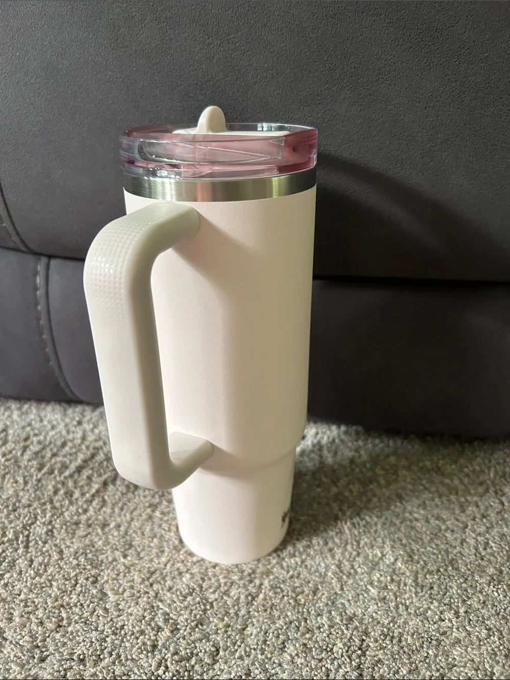 30 oz Stanley pink/Cream Travel Tumbler with Pink Lid Accent - Picture 2 of 6